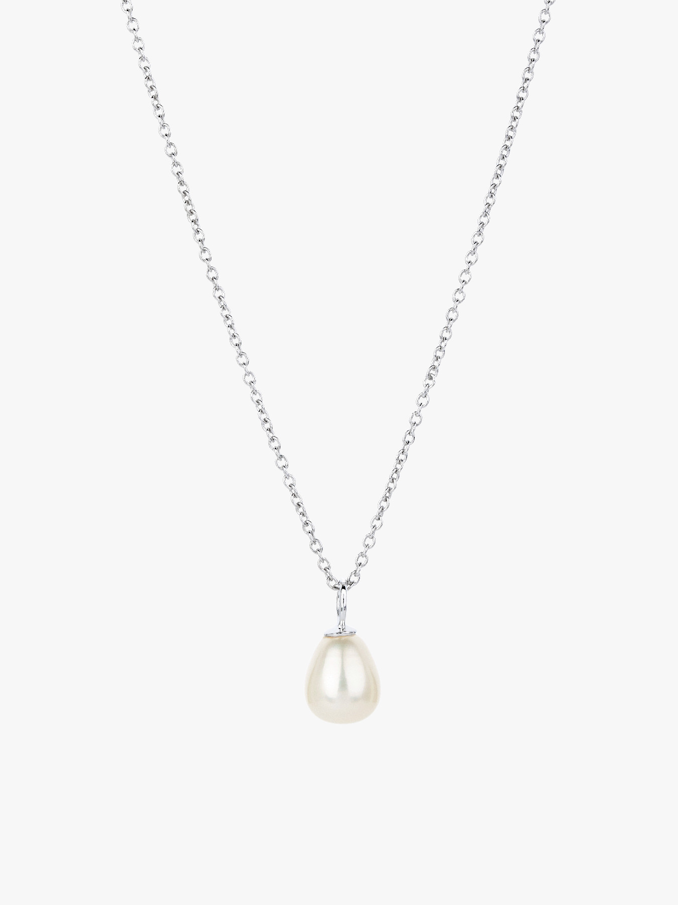 Claudia Bradby Favourite Pearl Drop Necklace Silver