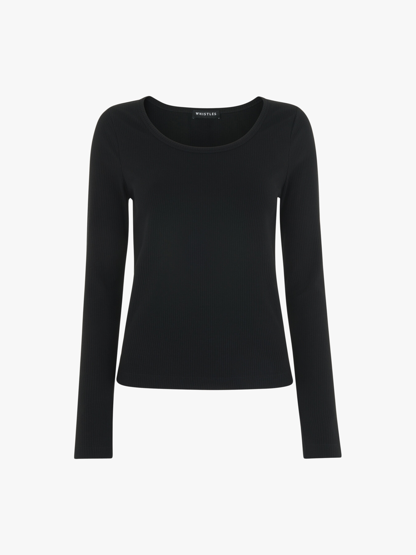 Whistles Ribbed Scoop Neck Top In Black