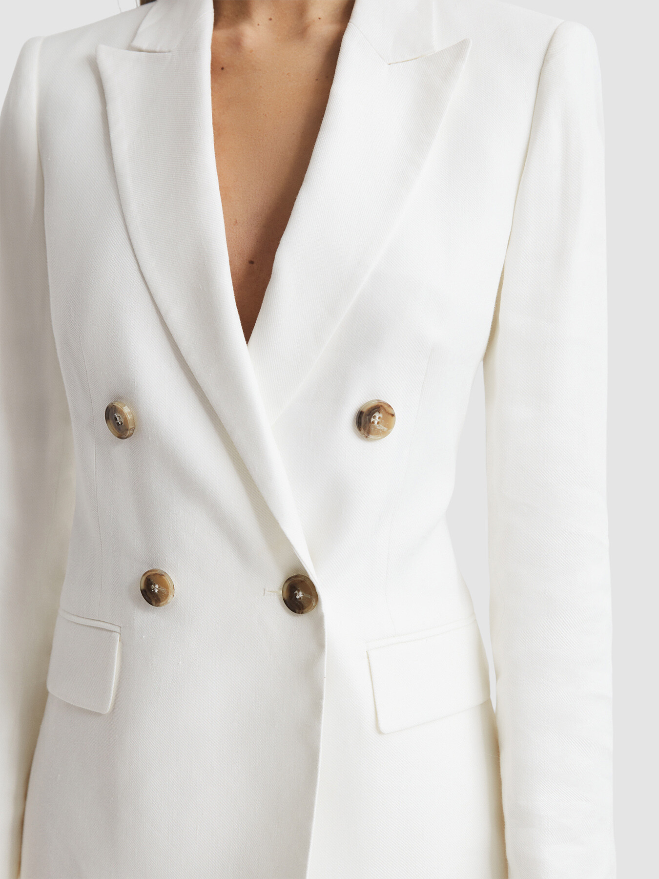 REISS Hollie Double Breasted Linen Blazer | Tailored | Fenwick