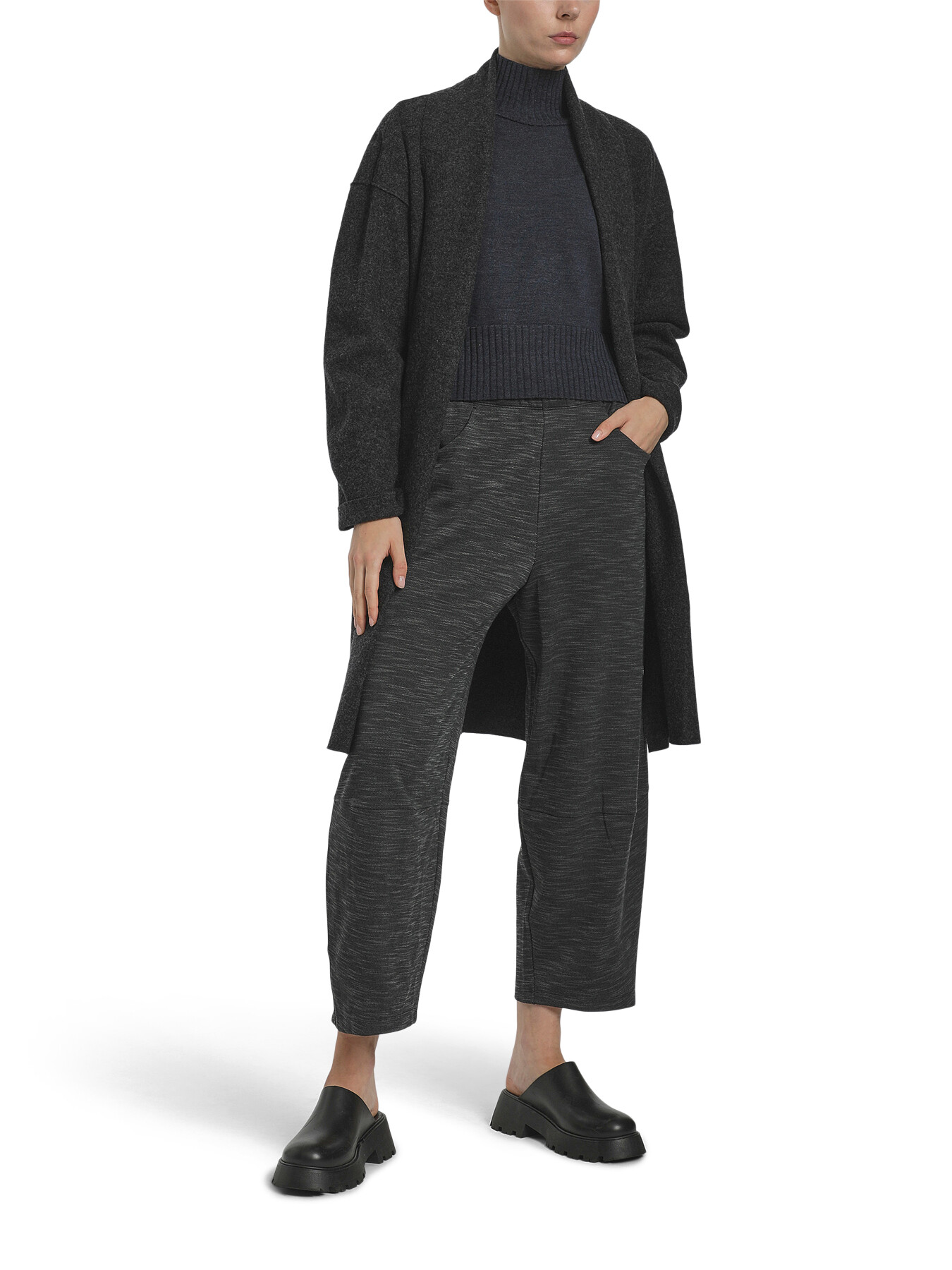 Eileen Fisher High Collar Knee Length Coat | Trench Coats & Raincoat ...