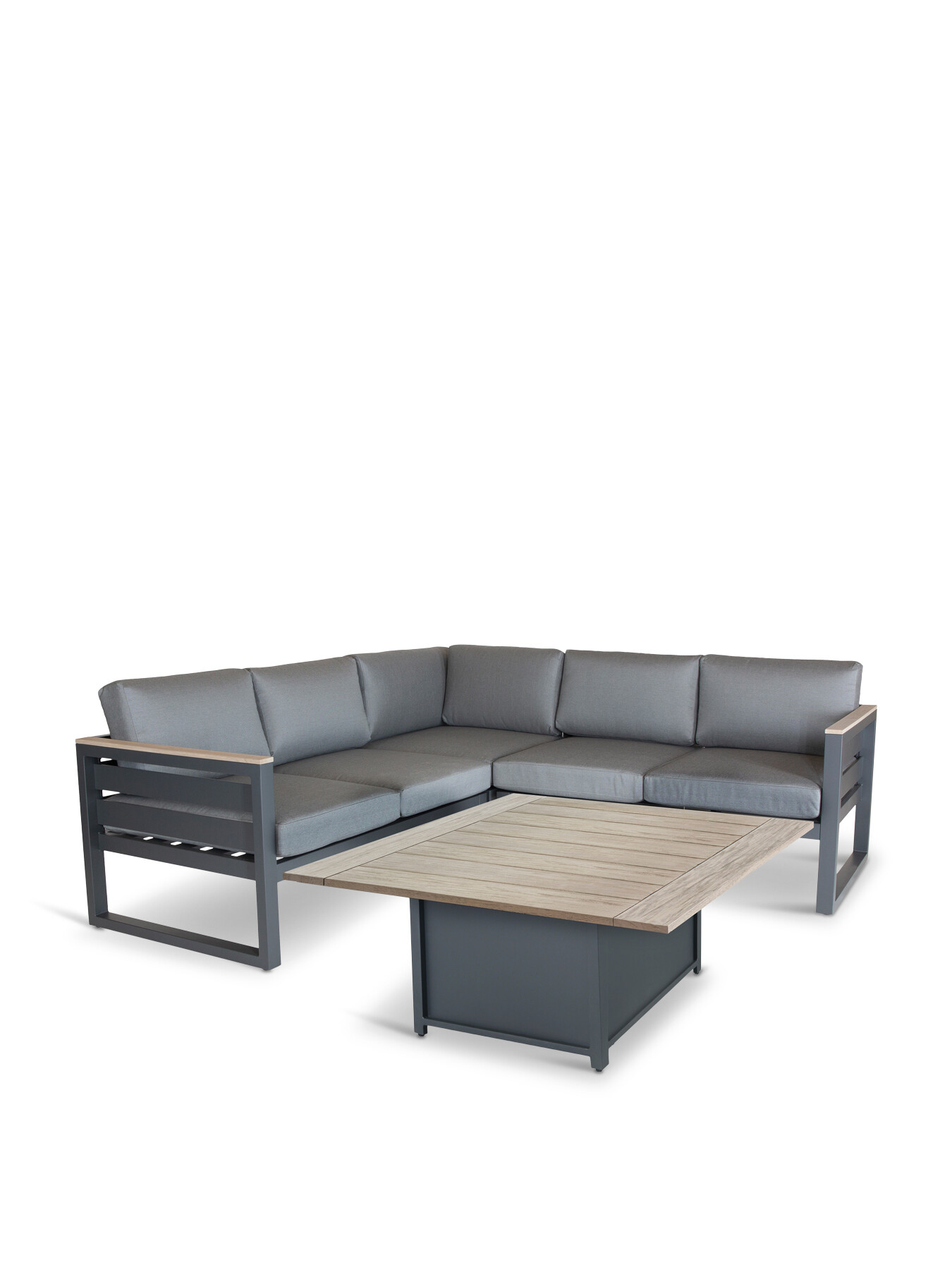 Kettler Grand Corner Set With Height Adjustable Table Grey In Grey