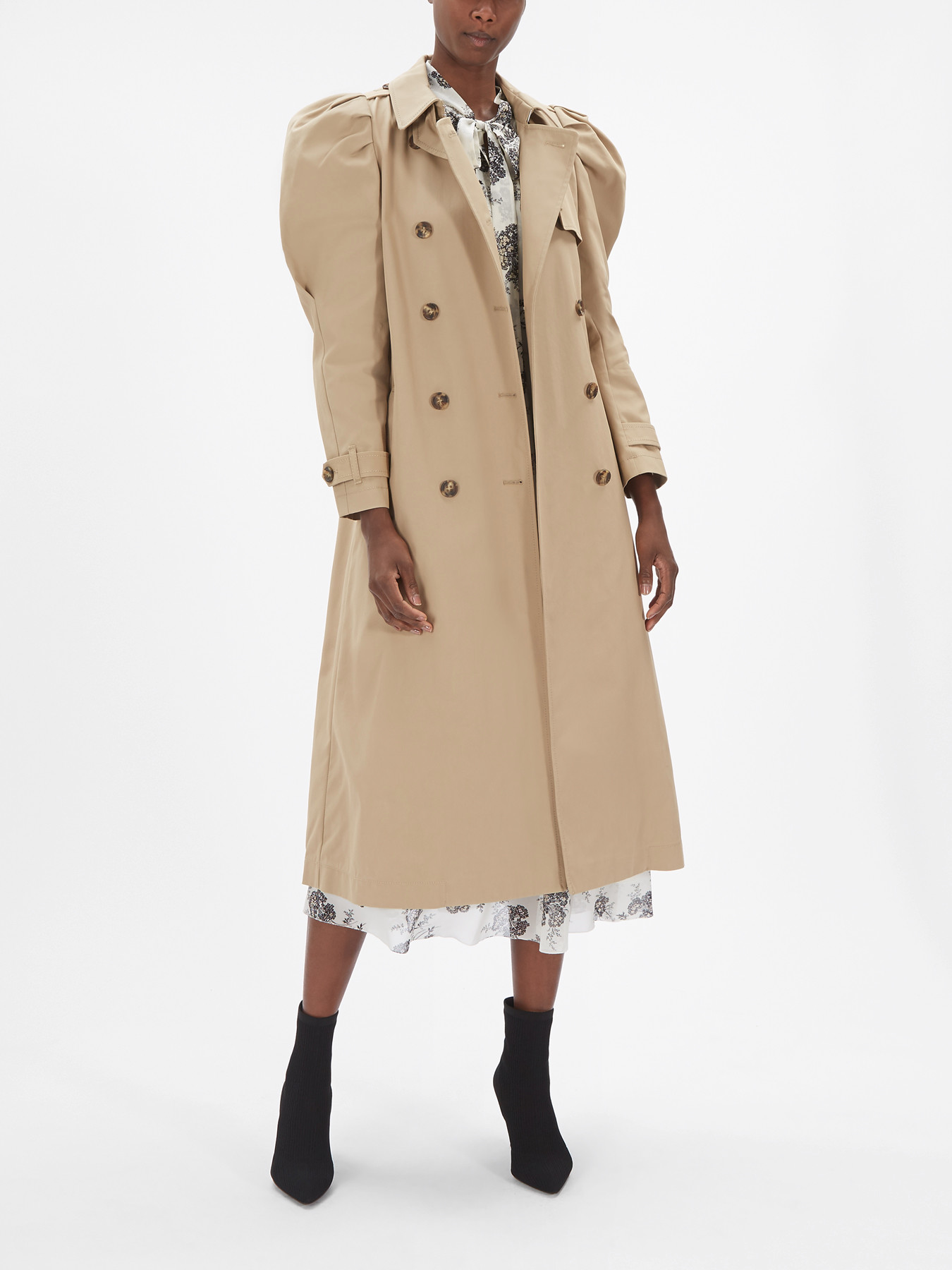 Puffed Sleeve Trench Coat